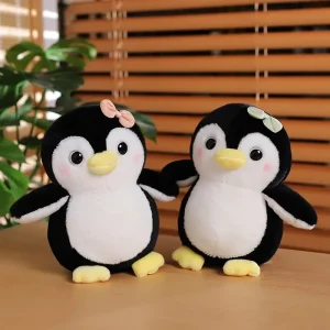 20-25cm Cute Penguin Wear A Bow Scarf Plushies Doll Cartoon Stuffed Animal Soft Sofa Cushion Baby Sleeping Pillow for Kids Gifts